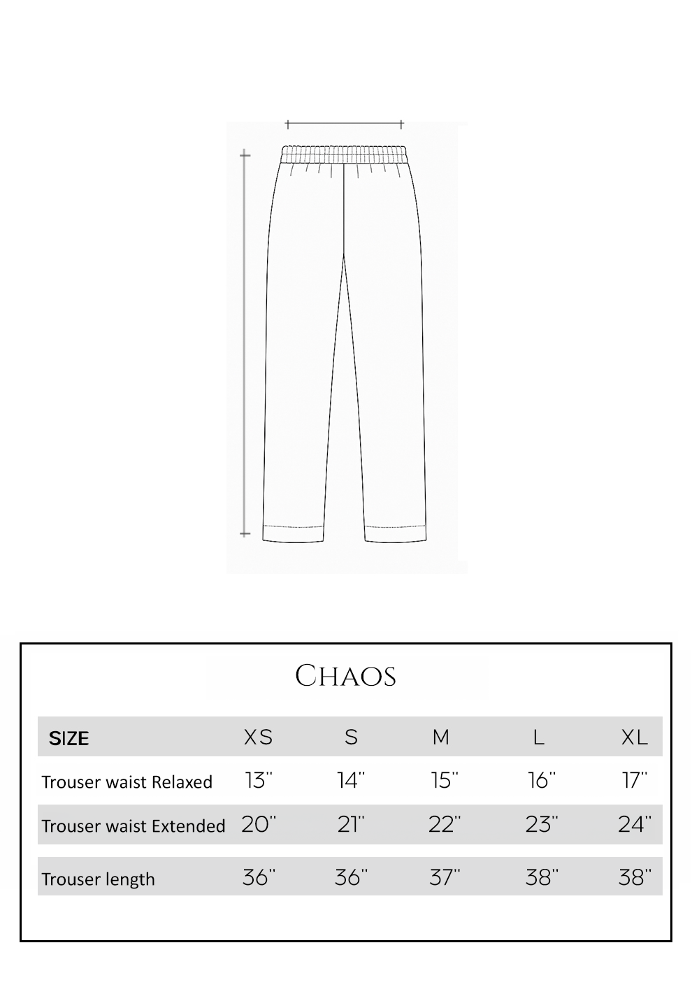 Size guide - trouser