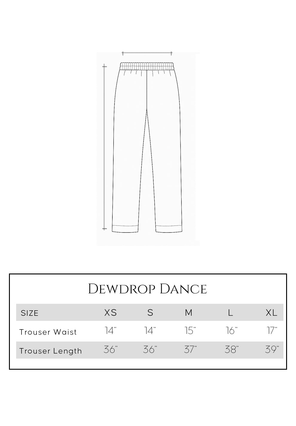 Size guide - trouser