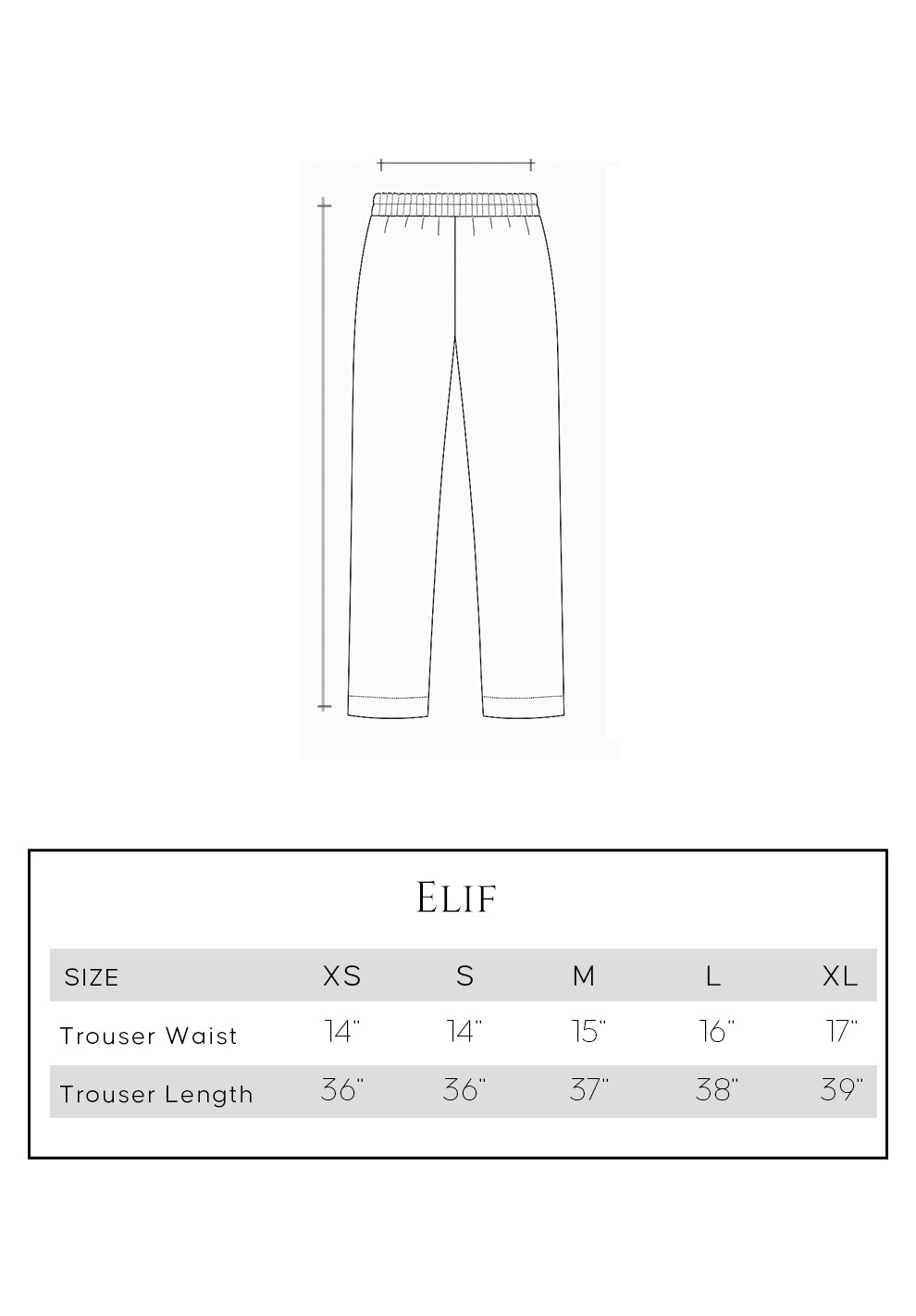 Size guide - trouser