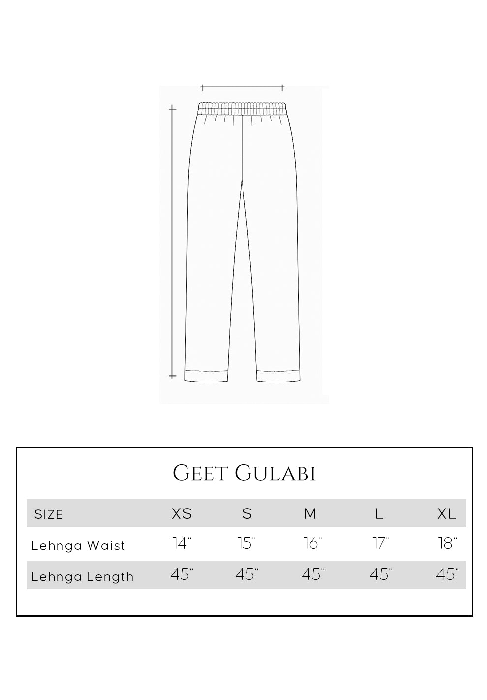 Size guide - trouser
