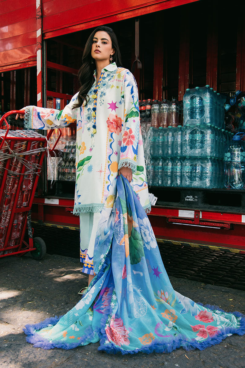 Flaming Roses | La Dolce Hemline Prints'25 Vol 2 | Women | | Pakistani Women's Fashion