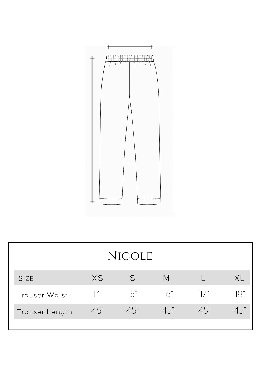 Size guide - trouser