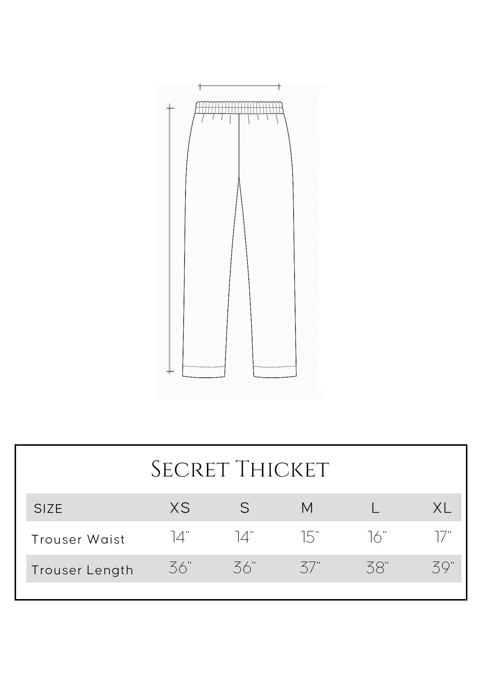 Size guide - trouser