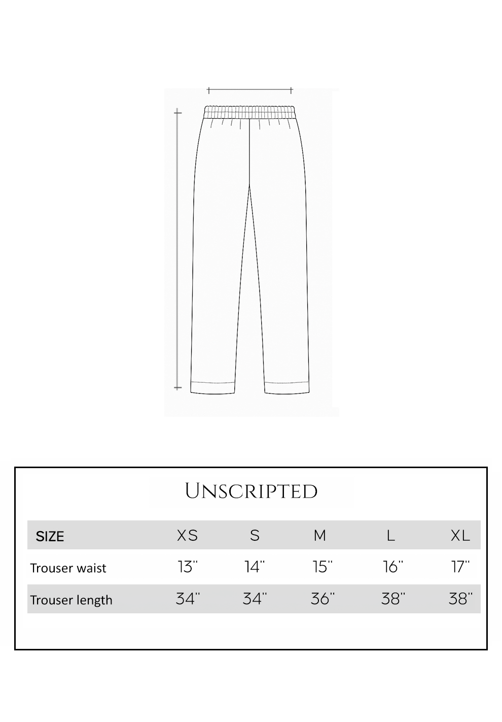 Size guide - trouser
