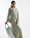 Close-up of embroidered sleeve detail on an Aqua Net suit