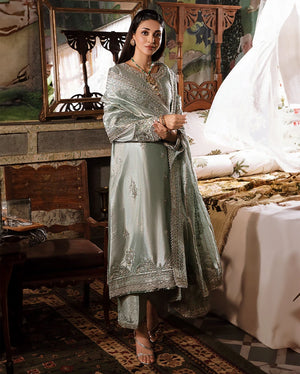 lama silk dress SERA Color: Gold Fabric: Lama Silk Work: Handcrafted A regal ensemble in lustrous gold lama silk, Sera is adorned with a delicate jaal of hand embroidery featuring zardozi, dabka, resham, and pearls
