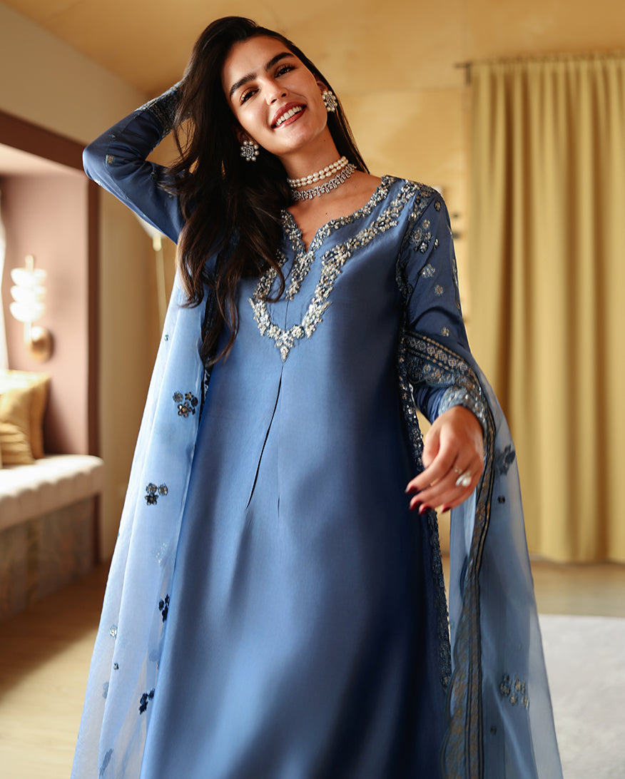 Silk Dresses Pakistani – Auren Blue (MPLTE260107)