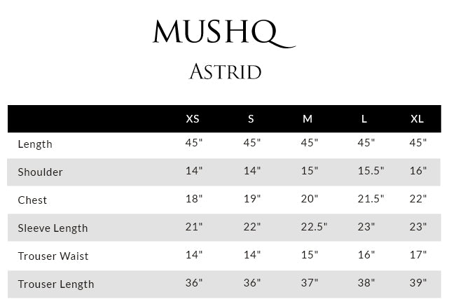 Mushq size chart