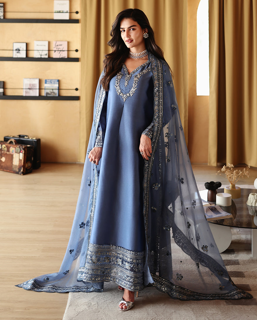 Silk Dresses Pakistani â€“ Auren Blue (MPLTE260107)