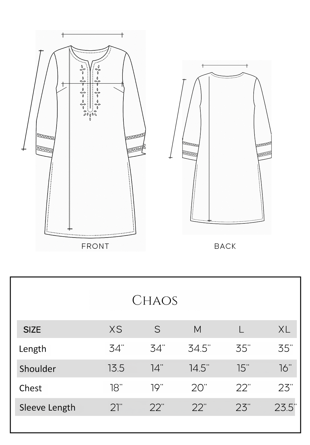Mushq size chart
