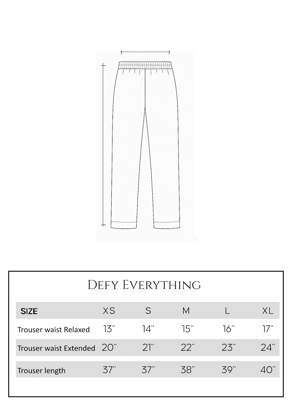 Size guide - trouser