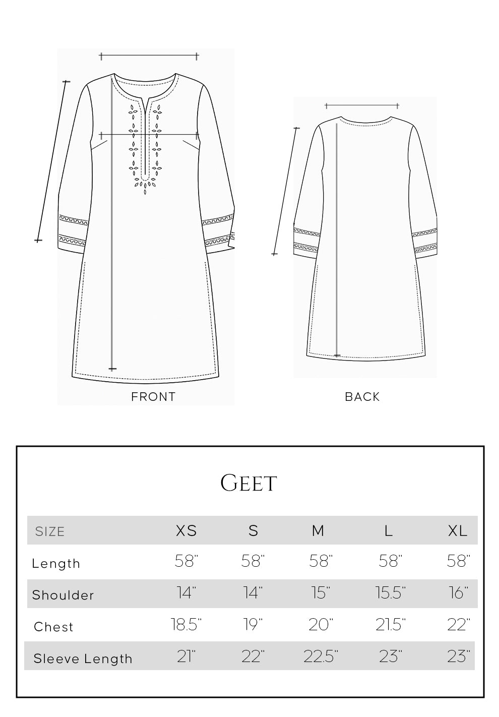Mushq size chart