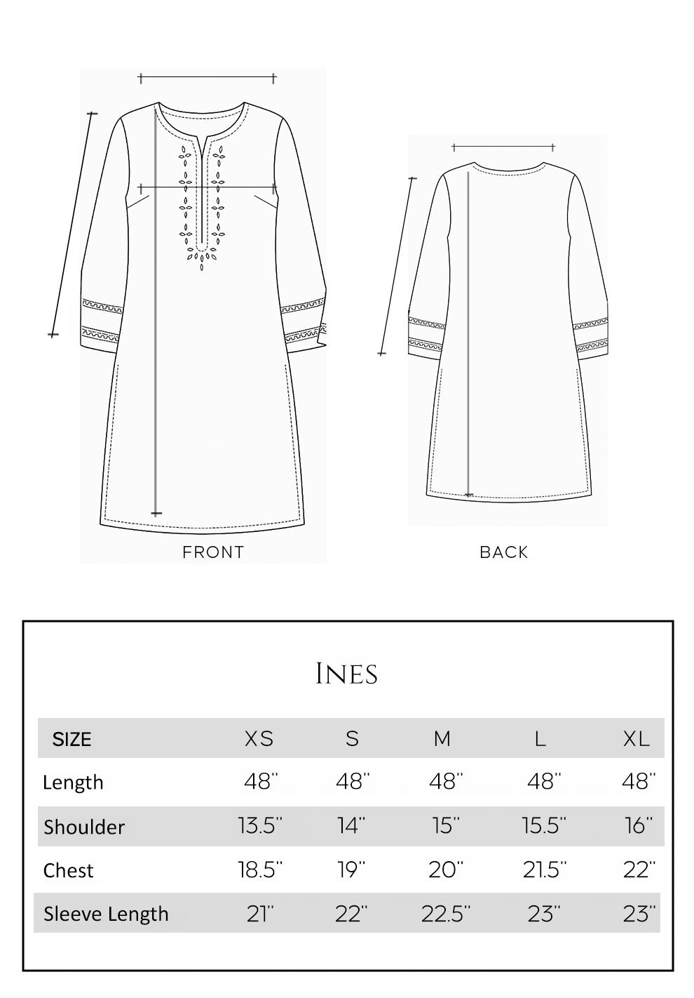 Mushq size chart