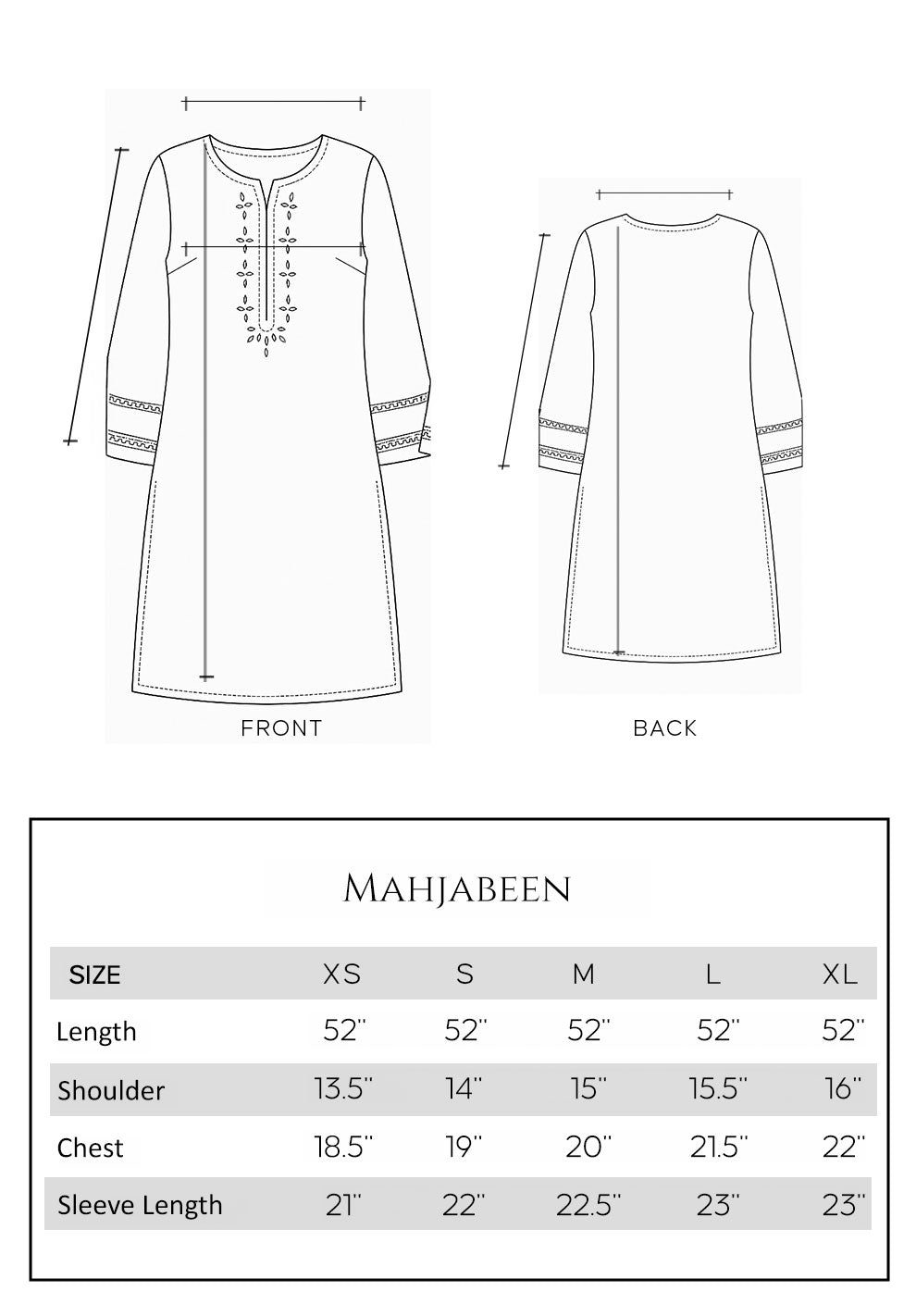 Mushq size chart