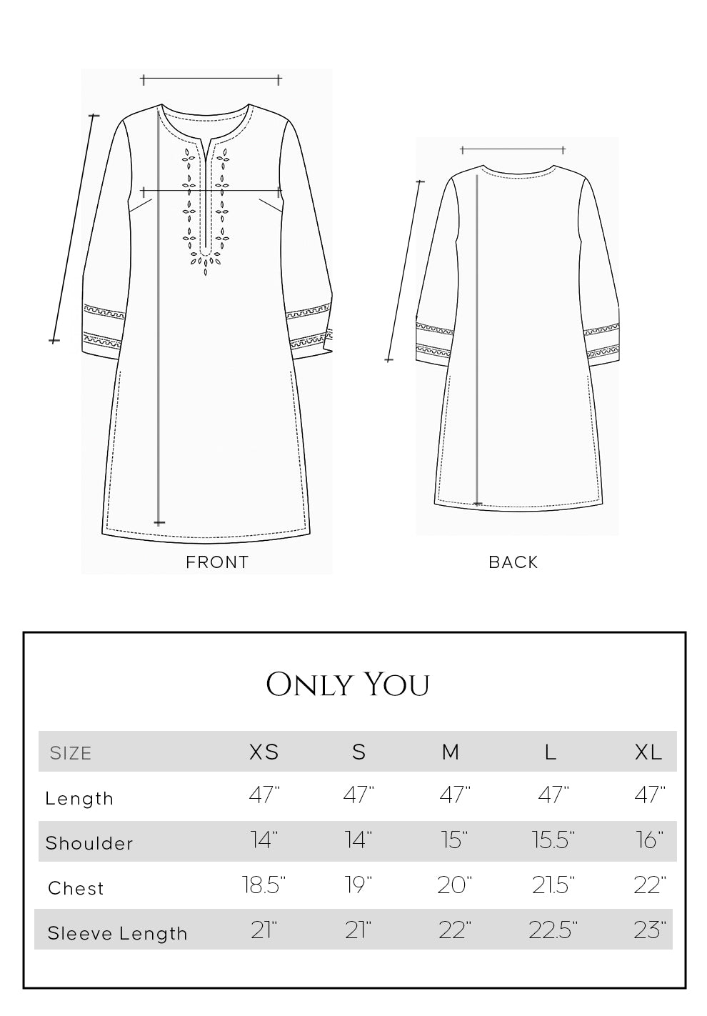 Mushq size chart