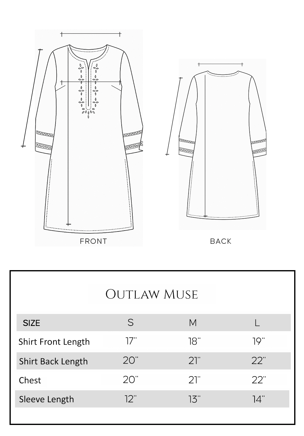 Mushq size chart