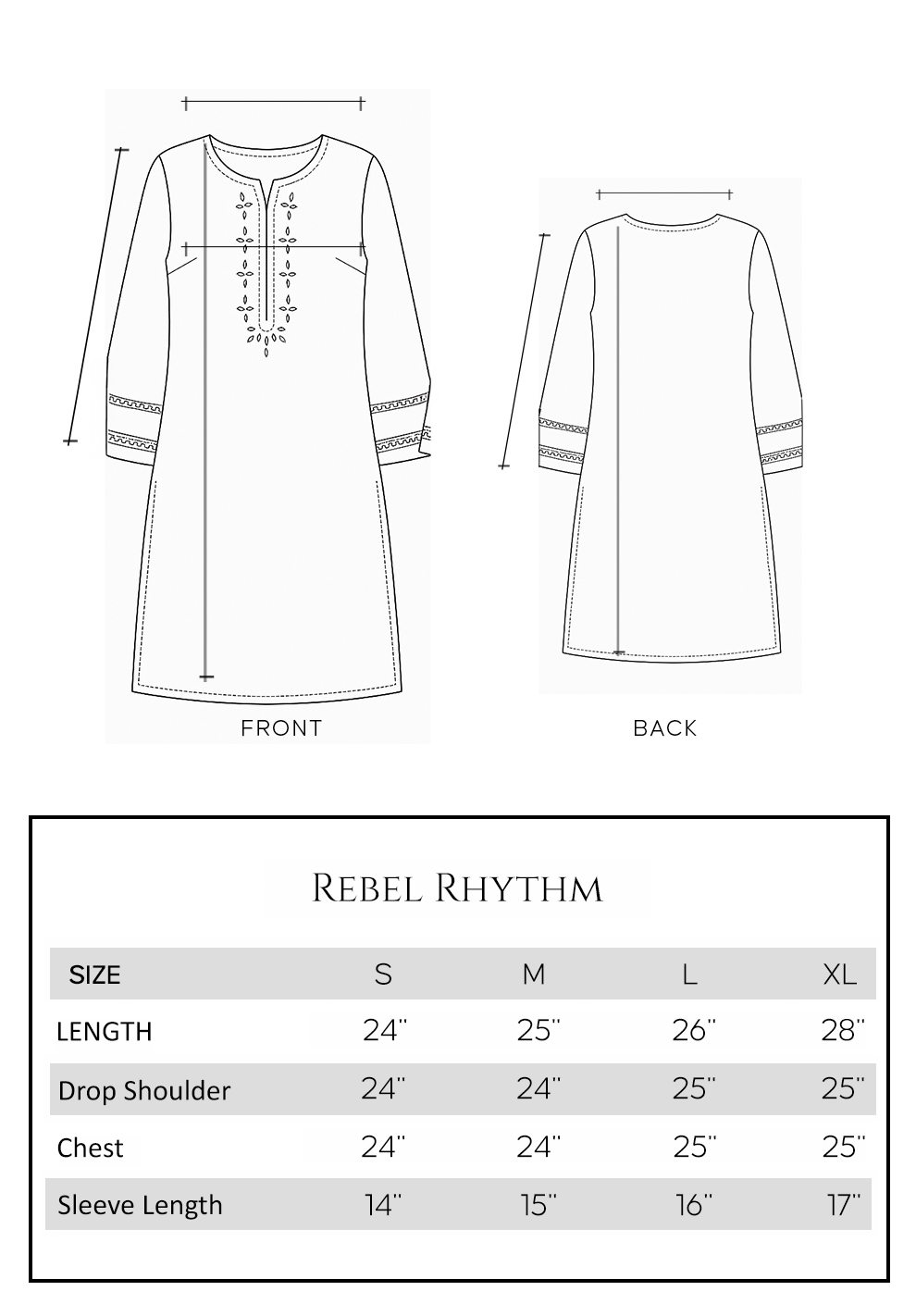 Mushq size chart