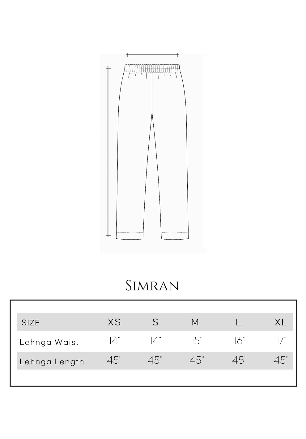 Size guide - trouser