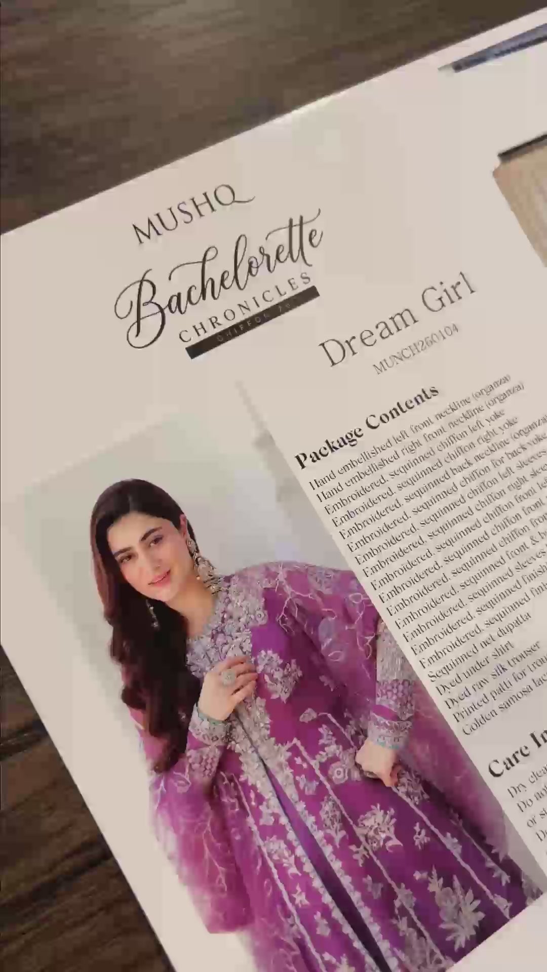 Dream Girl — Bachelorette Chronicles mauve purple embroidered chiffon suit with dual hand-embellished front neckline