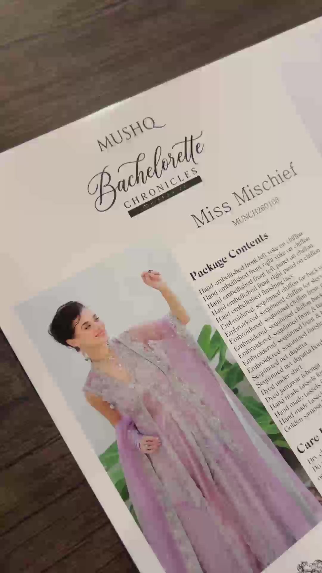 Miss Mischief — Bachelorette Chronicles lilac hand-embellished chiffon suit with four-zone front embellishment