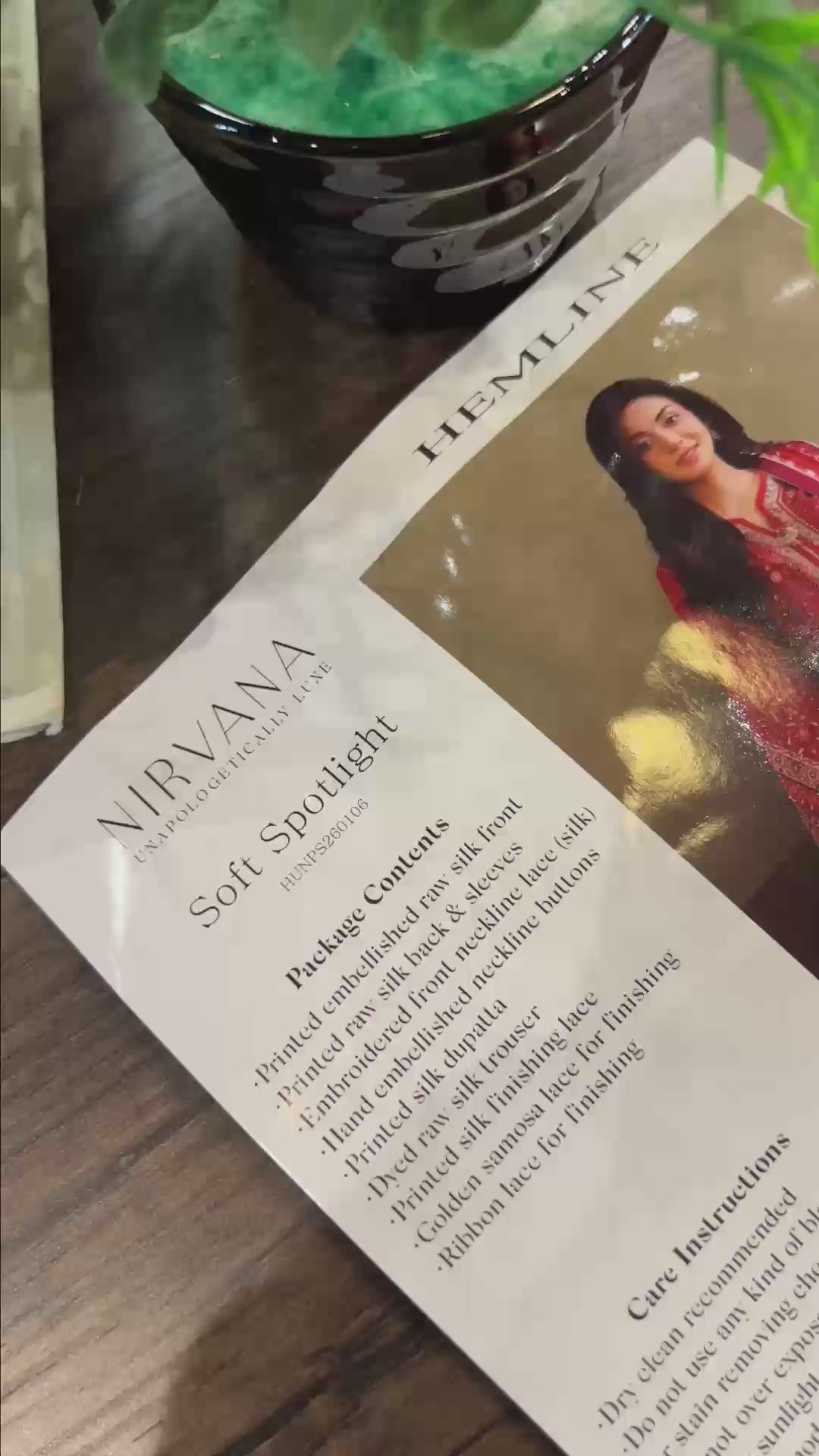 Soft Spotlight — Nirvana red printed raw silk suit with layered hemline lace finishing