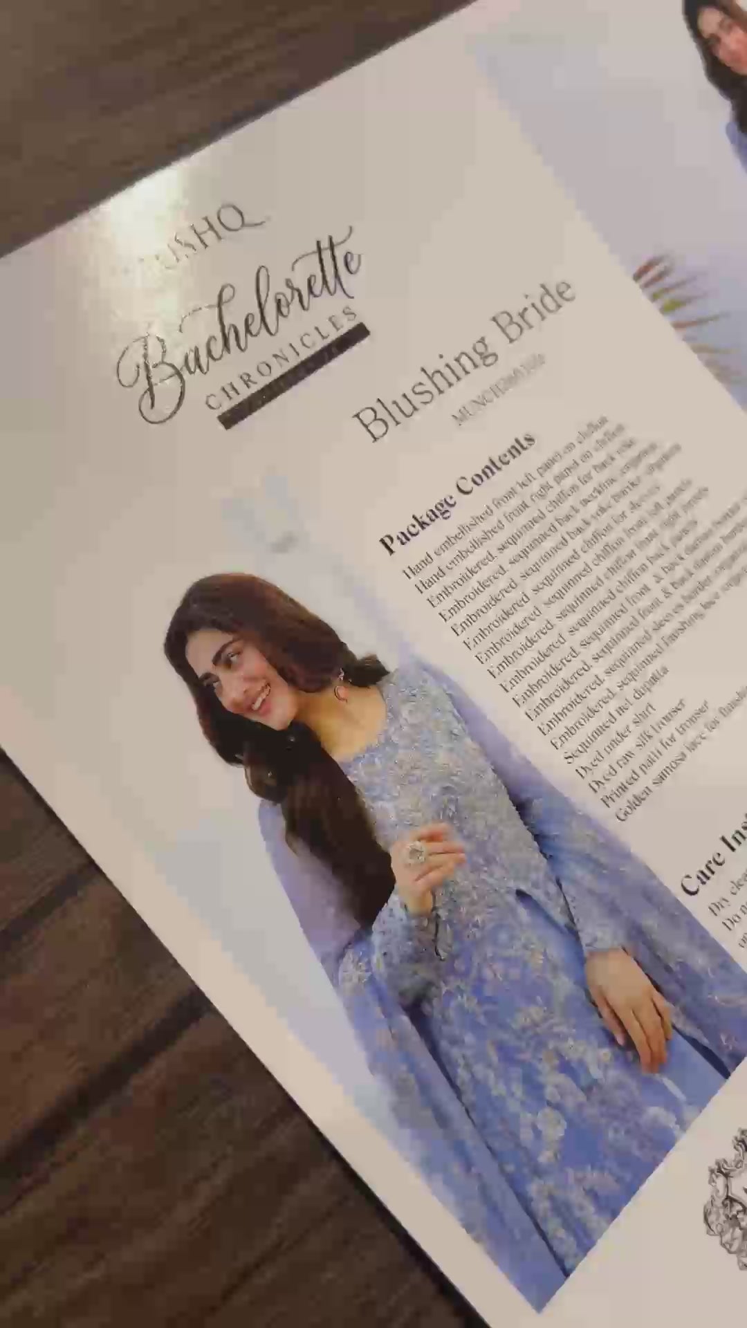 Blushing Bride — Bachelorette Chronicles blue embroidered chiffon suit with dual silk and organza daman border