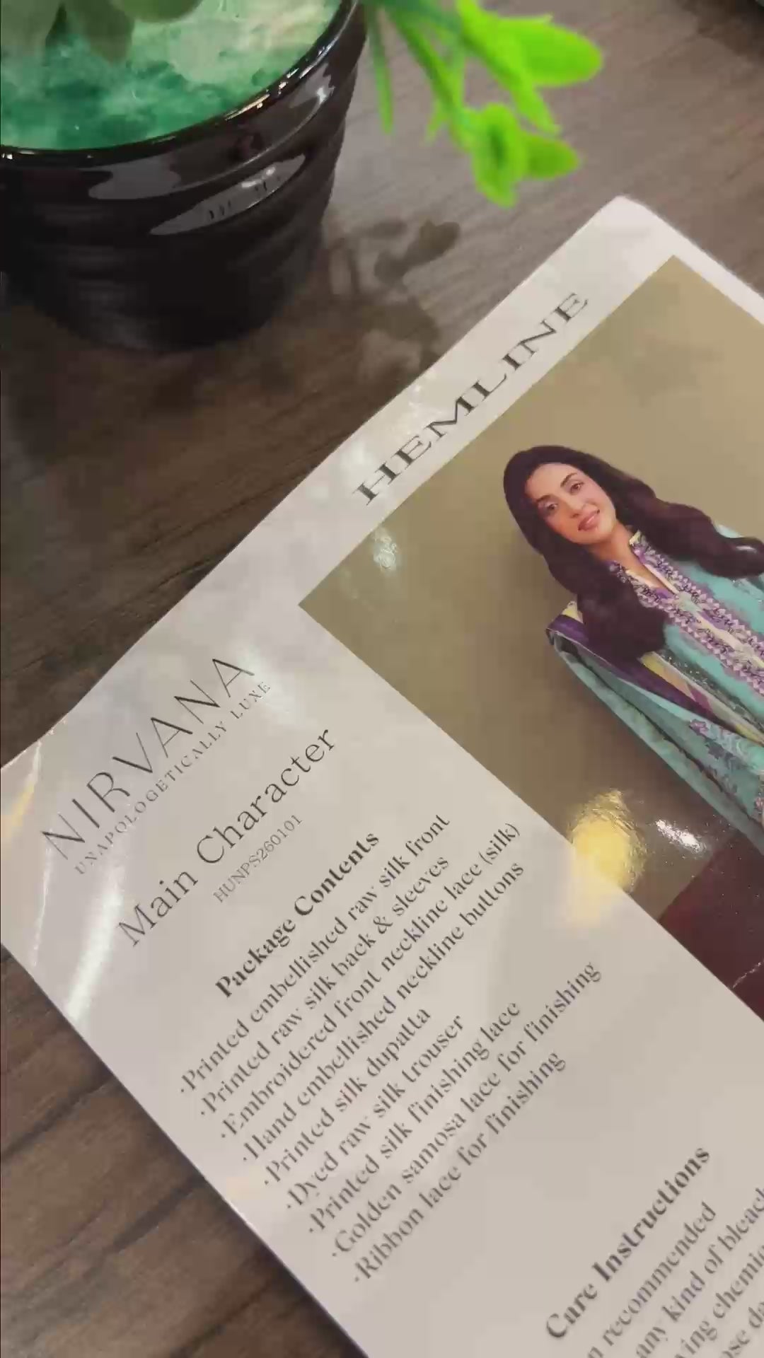 Main Character — Nirvana green printed raw silk suit with layered hemline lace finishing