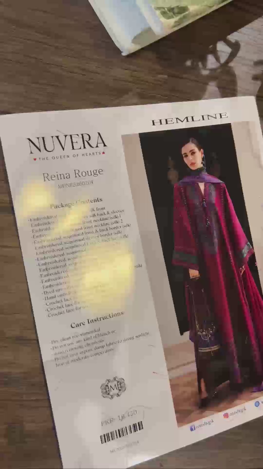 Reina Rouge — Mushq Nuvera magenta embroidered raw silk suit with triple crochet lace placements
