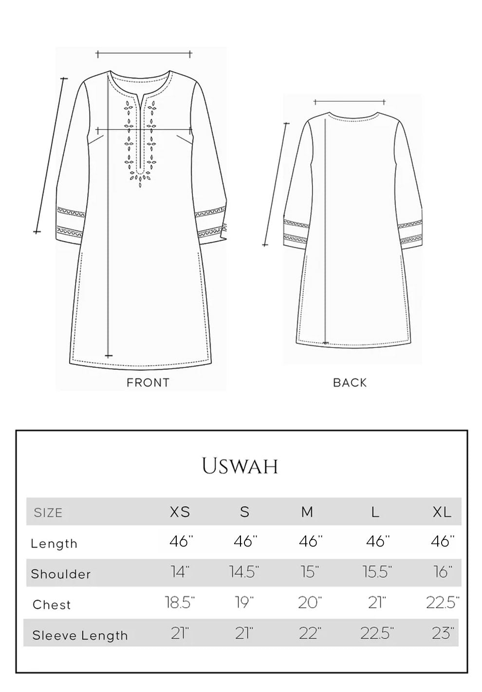 Mushq size chart